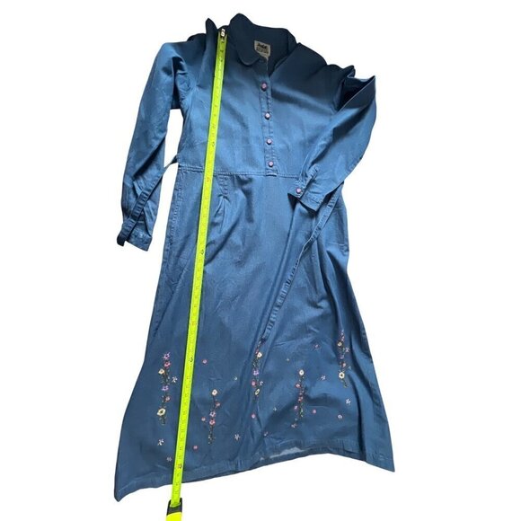 MODEST Dress XL  Denim  Floral‎ Embroidery Long Sleeve Button-Up - Picture 2 of 12